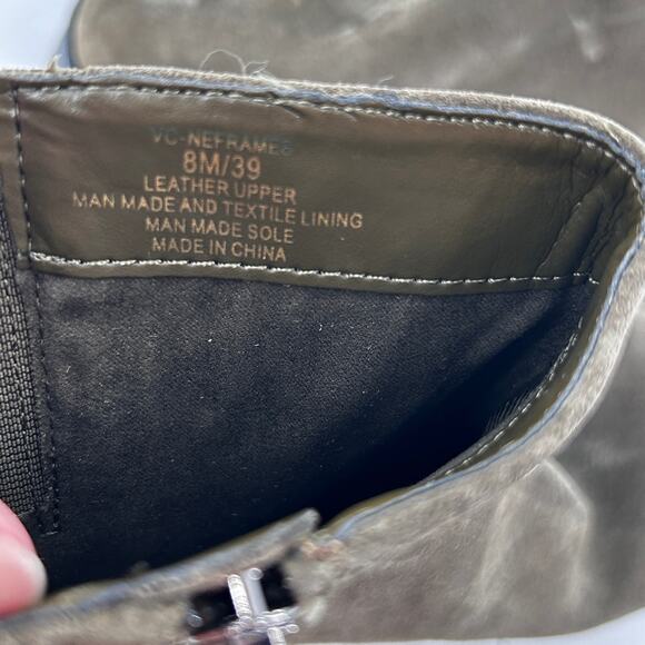 Vince Camuto Neframes Boots 8 Green Suede NWOT Lug Combat Moto Chelsea Booties - Picture 5 of 6